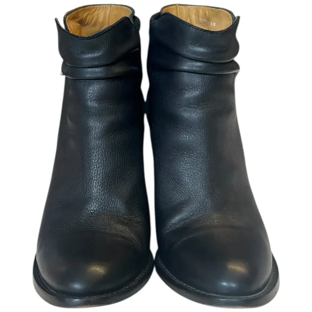 Lucchese Britta Bootie Black Leather Suede Ankle Boots Block Heel Women’s 9B - Picture 3 of 9